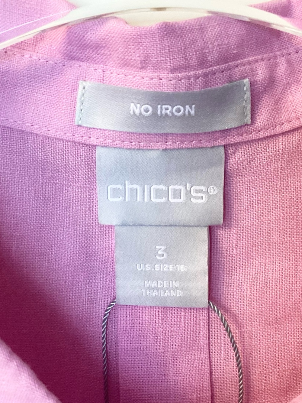 NWOT Chico’s No-Iron 3/4 Sleeve Linen Button Up Shirt - Pink - 16 - Picture 5 of 6